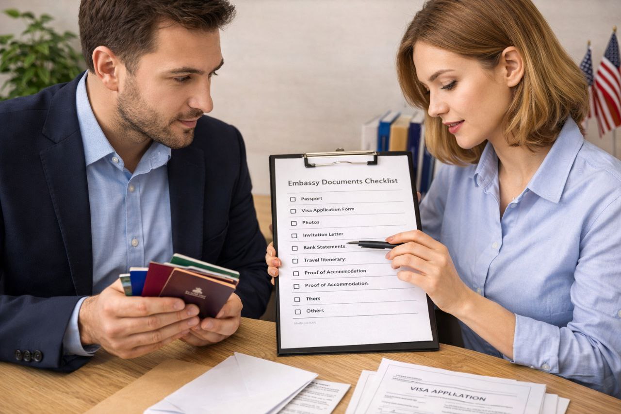 Парень с девушкой составляют чек лист