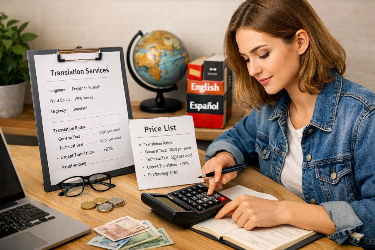 Девушка считает на калькуляторе