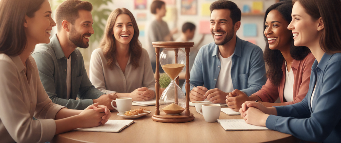 Группа людей общается на разных языках