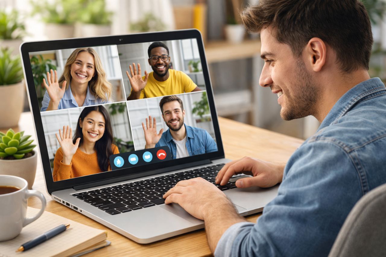 Группа людей общается на разных языках