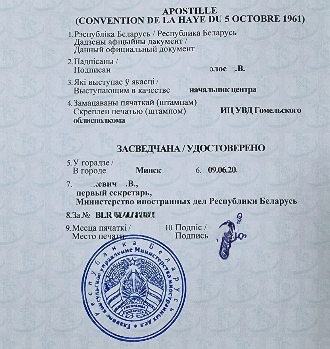 Апостиль на свидетельство о рождении